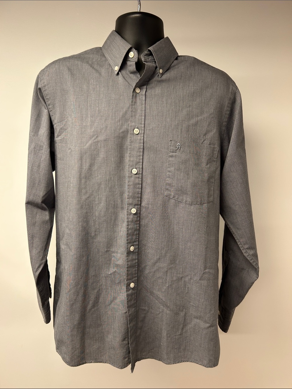 Vintage Etienne Aigner Men’s Button Down Dress Shirt Grey Size 16 34/35 USA Made
